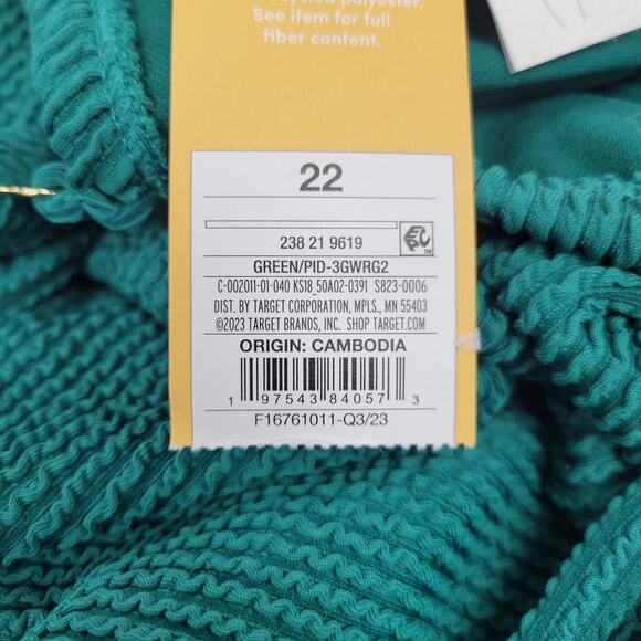 Kona Sol Teal Green Pucker Square Neck Swimsuit - Size 22 - Picture 5 of 6